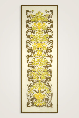 Şark Çiçeği Zeytin Yeşili Floş Pamuk Şal 70x210 - Imannoor (1)