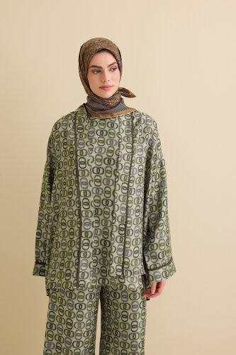 Sarma Noor Haki İpek Kısa Kimono - Imannoor