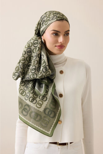Sarma Noor Haki Pamuk Floş Şal 70x210 - Imannoor (1)