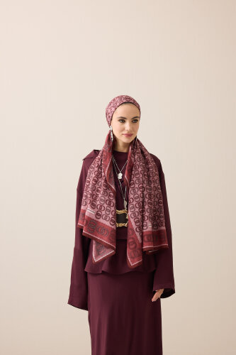 Sarma Noor Mercan Pamuk Floş Şal 70x210 - Imannoor