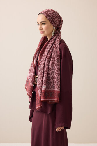 Sarma Noor Mercan Pamuk Floş Şal 70x210 - 6