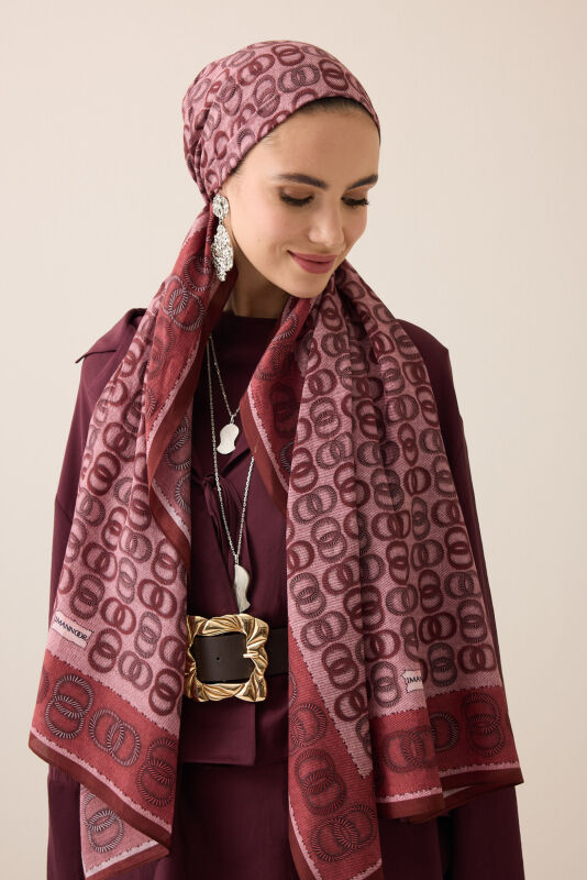 Sarma Noor Mercan Pamuk Floş Şal 70x210 - 3