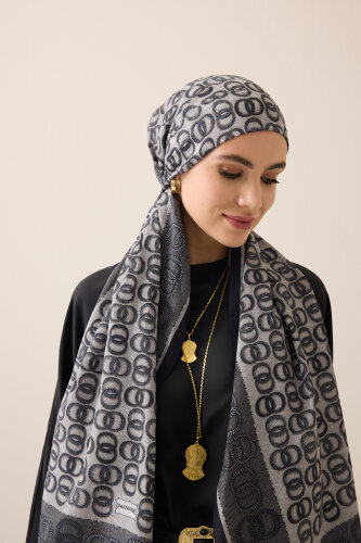 Sarma Noor Siyah-Beyaz Pamuk Floş Şal 70x210 - Imannoor (3)