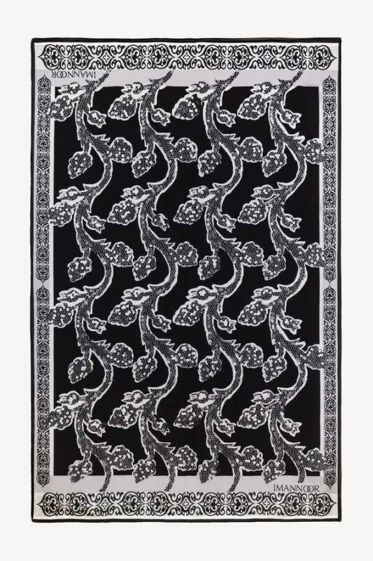 Sarmaşık Siyah İpek Şal - 1