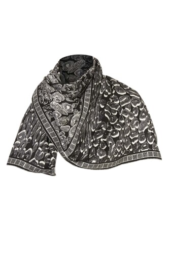 Sea Leopard Twill Silk Scarf Black - 7