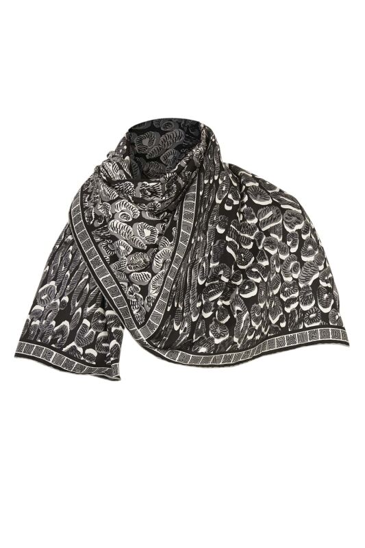 Sea Leopard Twill Silk Scarf Black - 7