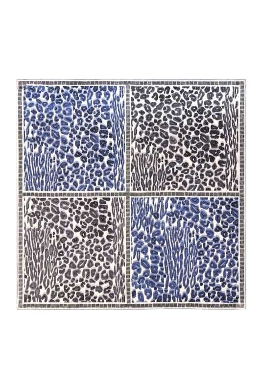 Sea Leopard Twill Silk Scarf Blue - 1