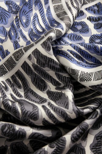 Sea Leopard Twill Silk Scarf Blue - 3