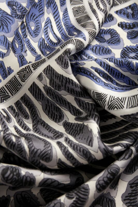 Sea Leopard Twill Silk Scarf Blue - 3