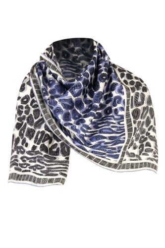 Sea Leopard Twill Silk Scarf Blue - 5