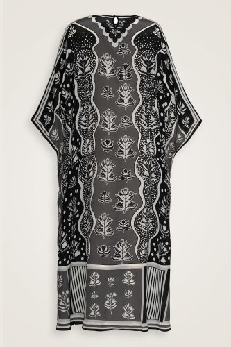  Şelale Siyah İpek Kaftan 