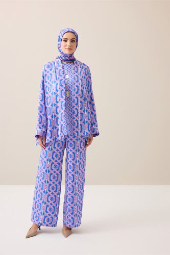 Selçuk-i Kafes Fuşya-Saks Tivil İpek Kısa Kimono - Imannoor (1)