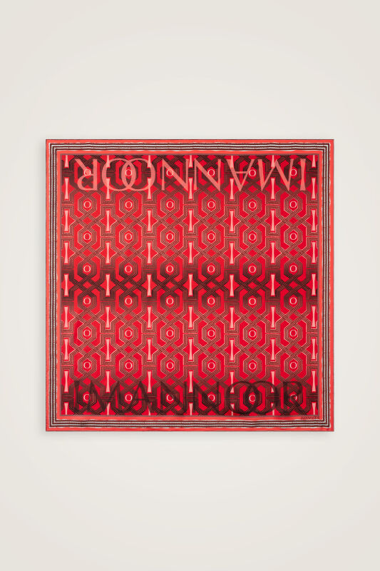 Selçuk-i Kafes Kırmızı Tivil İpek Eşarp 90x90 - 2