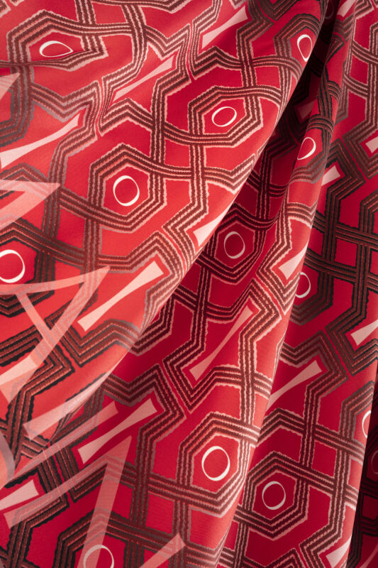 Selçuk-i Kafes Kırmızı Tivil İpek Eşarp 90x90 - 5