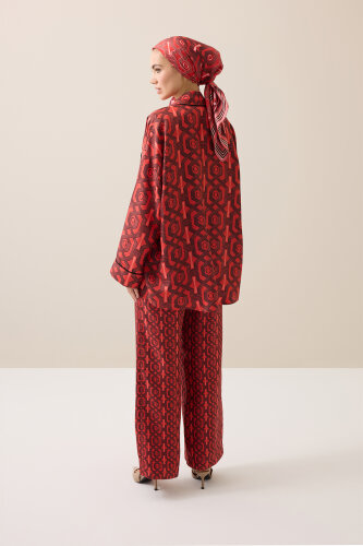 Selçuk-i Kafes Kırmızı Tivil İpek Pantolon - Imannoor (3)