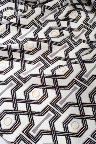 Selçuk-i Kafes Siyah-Beyaz Tivil İpek Kısa Kimono - Imannoor (3)