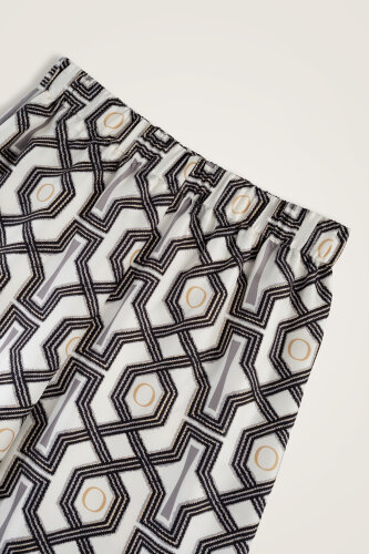 Selçuk-i Kafes Siyah-Beyaz Tivil İpek Pantolon - Imannoor (4)