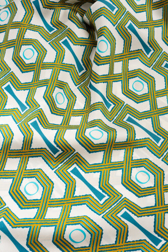 Selçuk-i Kafes Turkuaz-Sarı Tivil İpek Kısa Kimono - Imannoor (4)