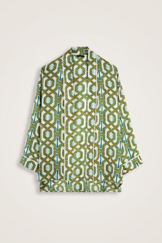 Selçuk-i Kafes Turkuaz-Sarı Tivil İpek Kısa Kimono - Imannoor (2)