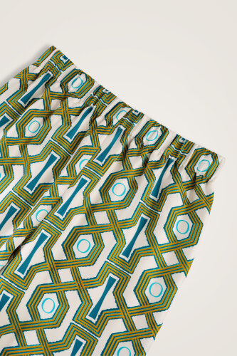 Selçuk-i Kafes Turkuaz-Sarı Tivil İpek Pantolon - Imannoor (4)