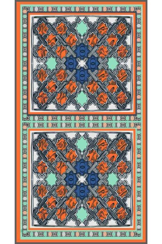 Selçuk Yıldızı Turuncu Şifon İpek Şal - 1