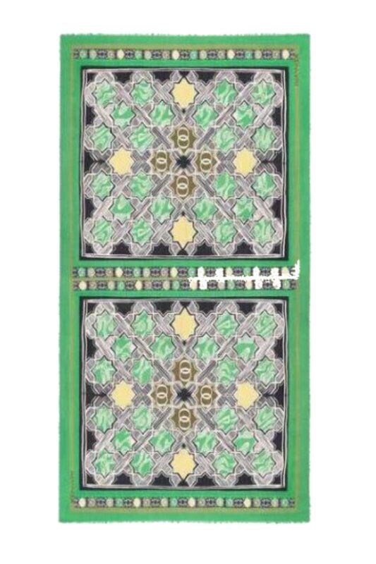 Selçuk Yıldızı Yeşil Kaşmir İpek Şal - 1