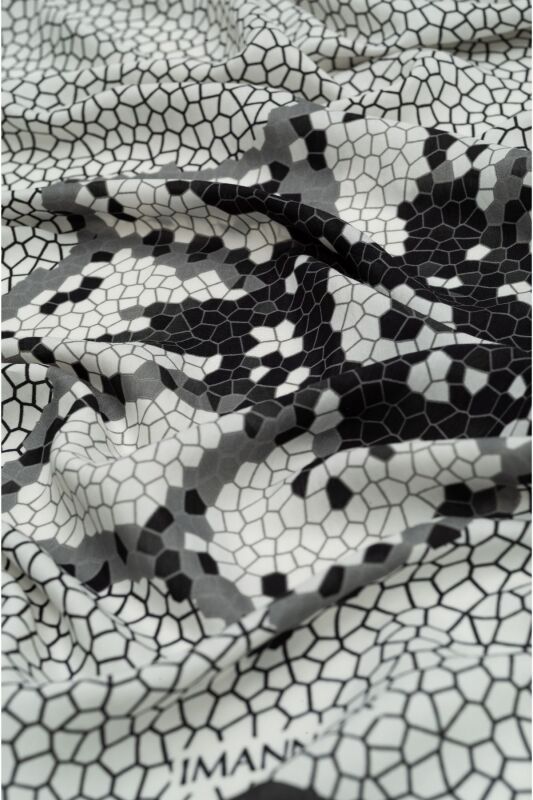 Selçuklu Mozaiği Tek Beyaz Floş Viskon Şal - 2