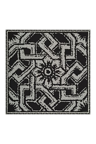 Selçuklu Mozaik Siyah Tivil İpek Eşarp - 1