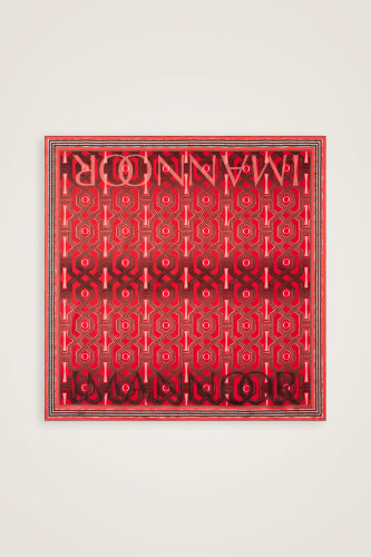 Seljuk-i Kafes Red Twill Silk Scarf - 2