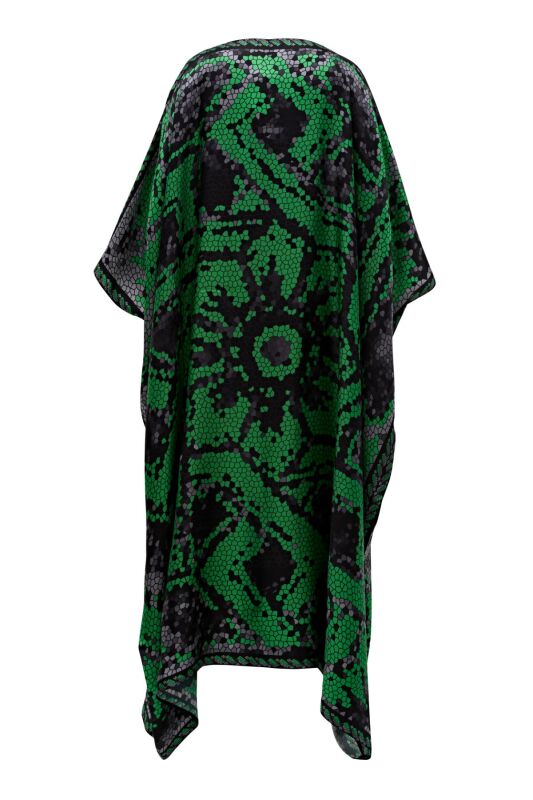 Seljuk Mosaic Mulberry Silk Caftan Green - 2
