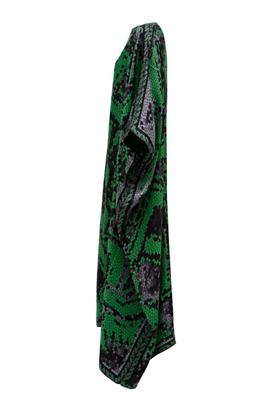 Seljuk Mosaic Mulberry Silk Caftan Green - 3