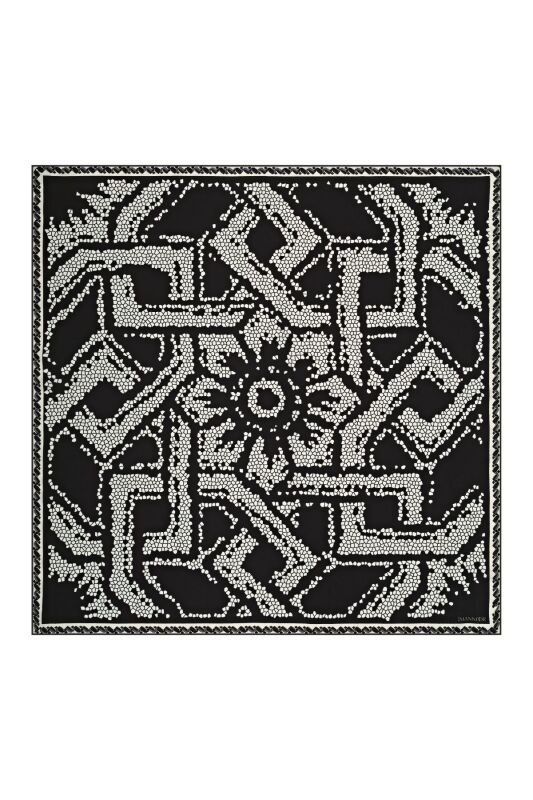 Seljuk Mosaic Silk Shawl Black - 1