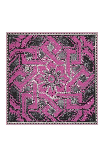 Seljuk Mosaic Silk Shawl Fuchsia - 2