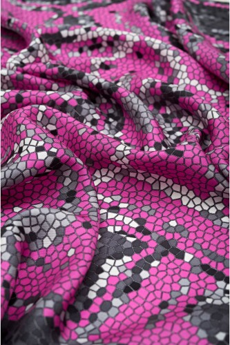 Seljuk Mosaic Silk Shawl Fuchsia - 3