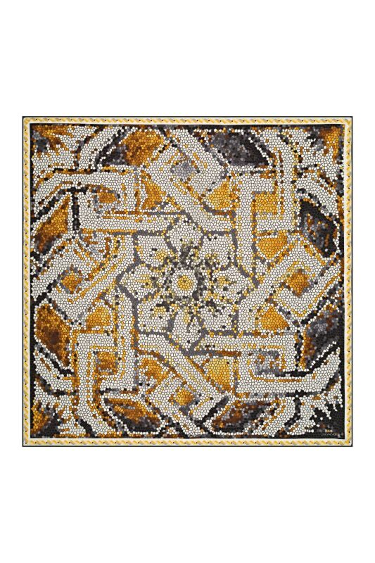 Seljuk Mosaic Silk Shawl Gold - 1