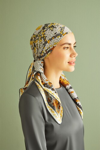 Seljuk Mosaic Silk Shawl Gold - 2