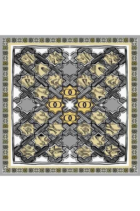 Seljuk Star S Twill Silk Scarf Gold - 1