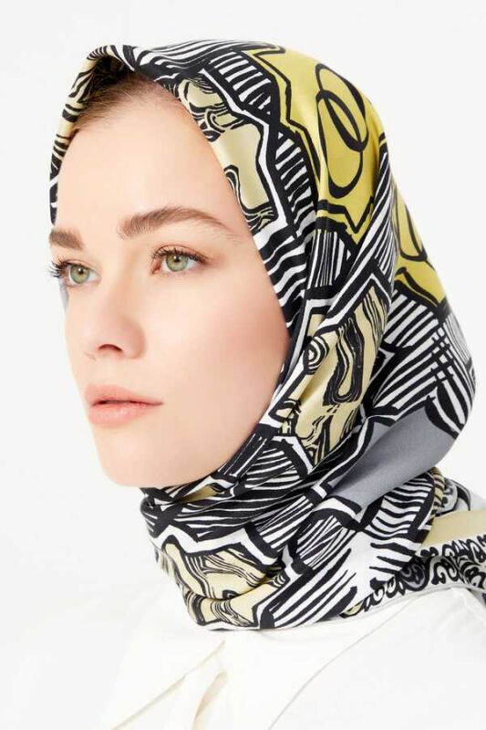 Seljuk Star S Twill Silk Scarf Gold - 6