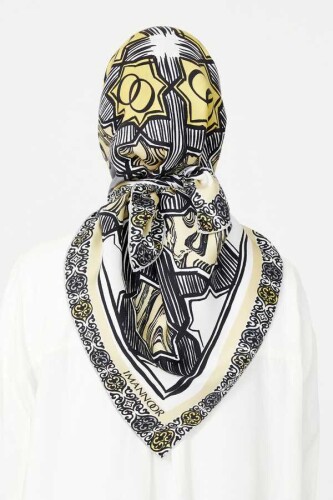 Seljuk Star S Twill Silk Scarf Gold - 4