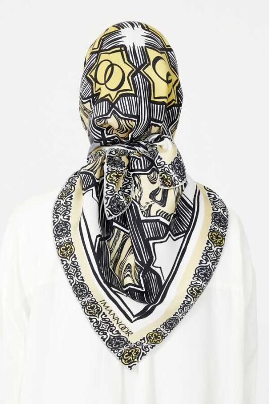 Seljuk Star S Twill Silk Scarf Gold - 4