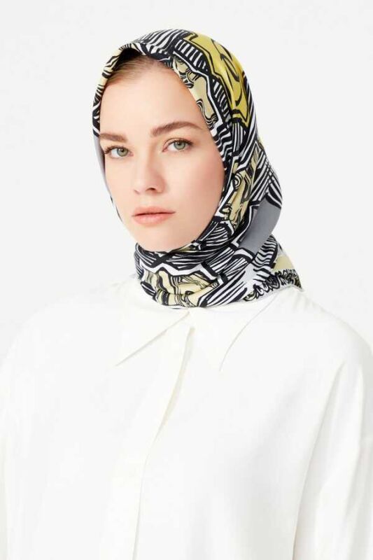 Seljuk Star S Twill Silk Scarf Gold - 2
