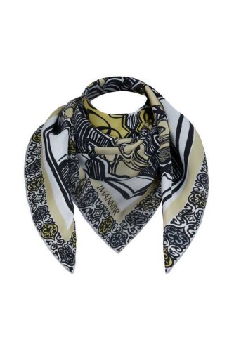 Seljuk Star S Twill Silk Scarf Gold - 5