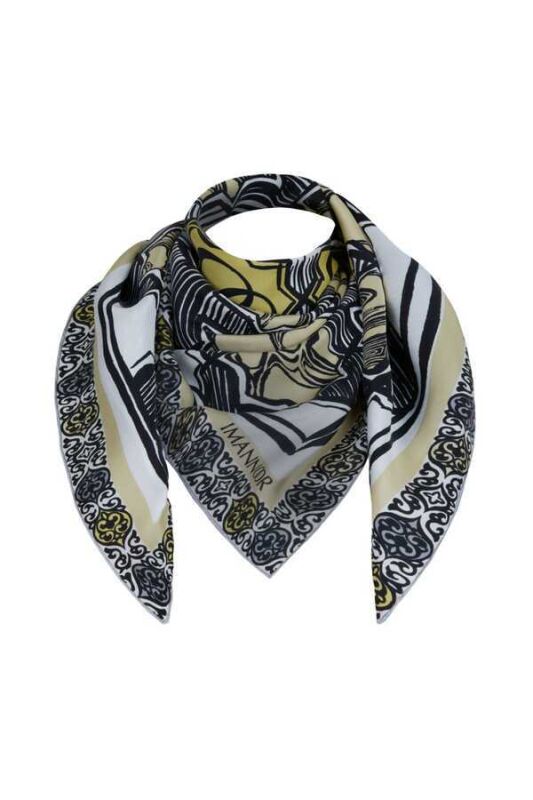 Seljuk Star S Twill Silk Scarf Gold - 5