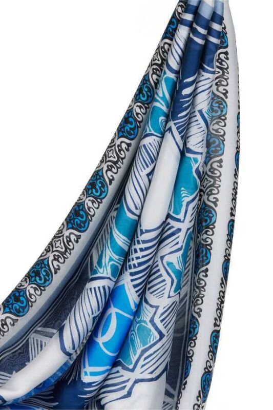 Seljuk Star Chiffon Silk Shawl Blue - 5