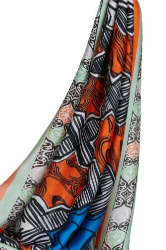 Seljuk Star Chiffon Silk Shawl Orange - 5
