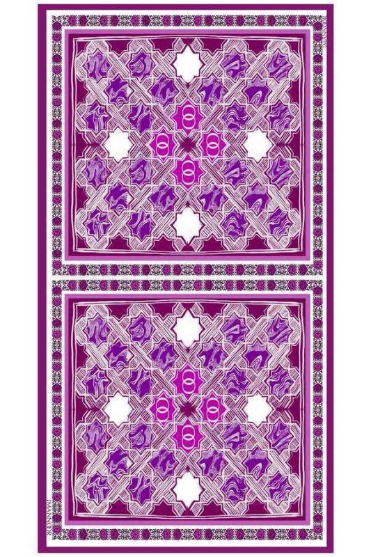 Seljuk Star Chiffon Silk Shawl Purple - 1