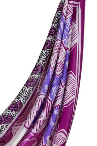 Seljuk Star Chiffon Silk Shawl Purple - 5