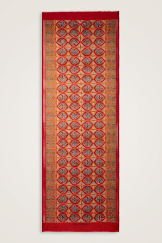 Şemse Ve Mihrap Kırmızı-Bej Yün Şal 70x200 