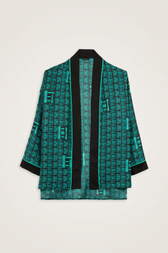 Sepet Yeşil Tivil İpek Kısa Kimono - Imannoor (1)