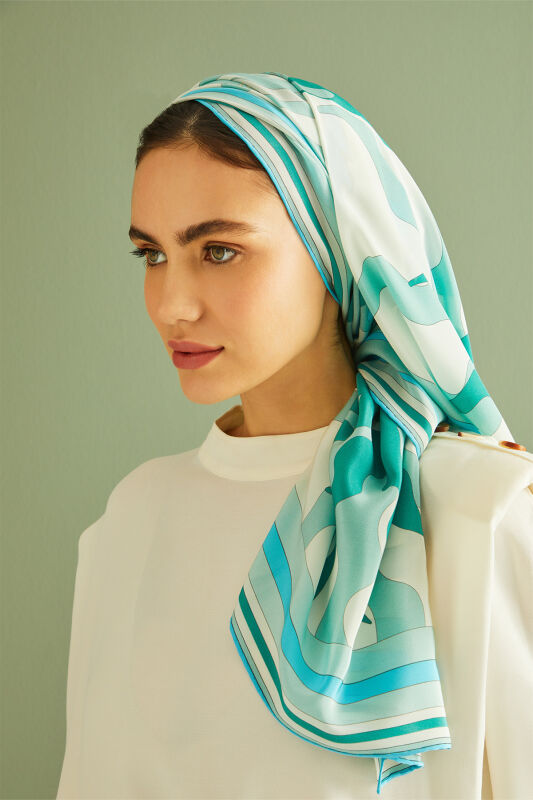 Shalimar Silk Shawl Nile Green - 4
